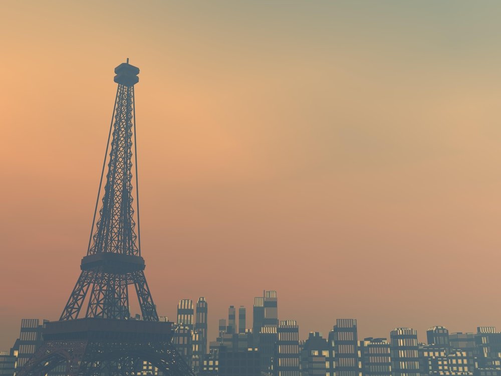 Imagen ciudad de París con torre Eiffel y contaminación